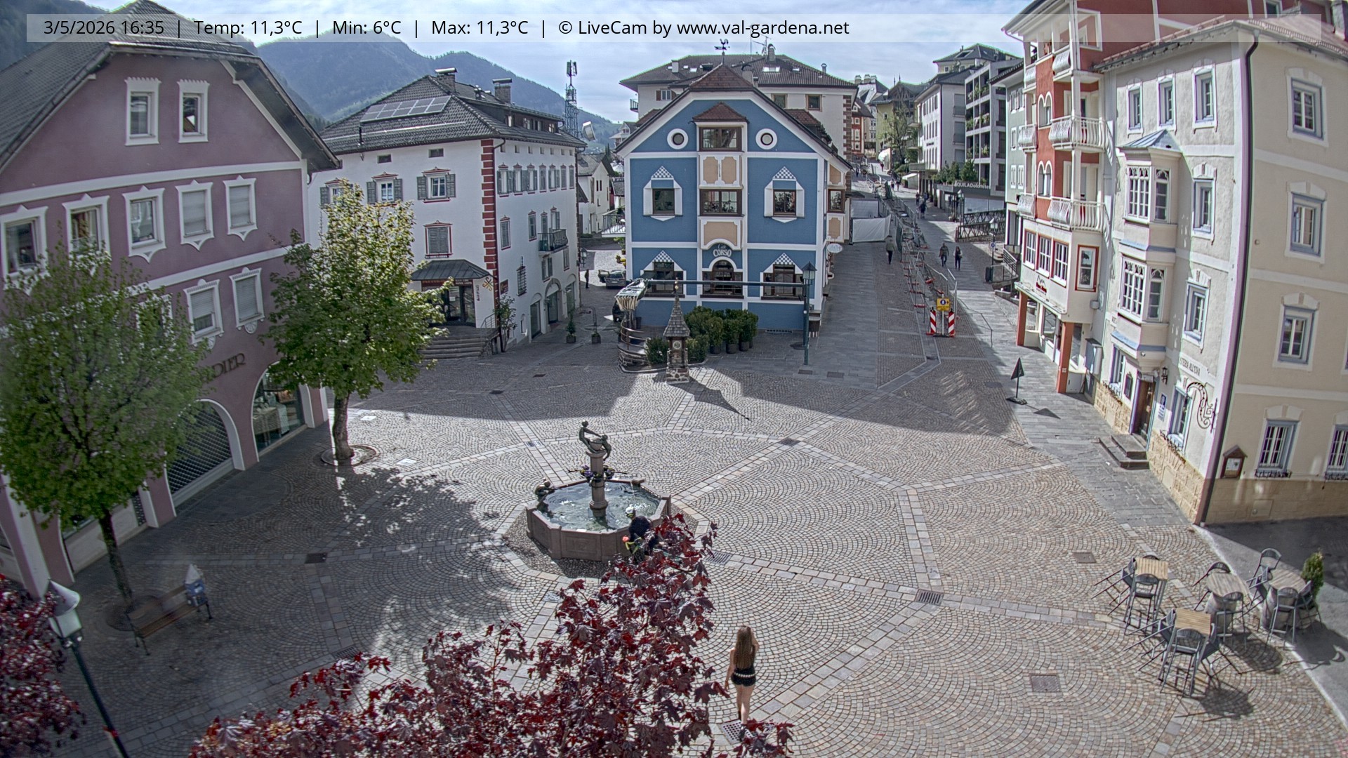 Archived image Webcam Village St. Ulrich, South Tyrol