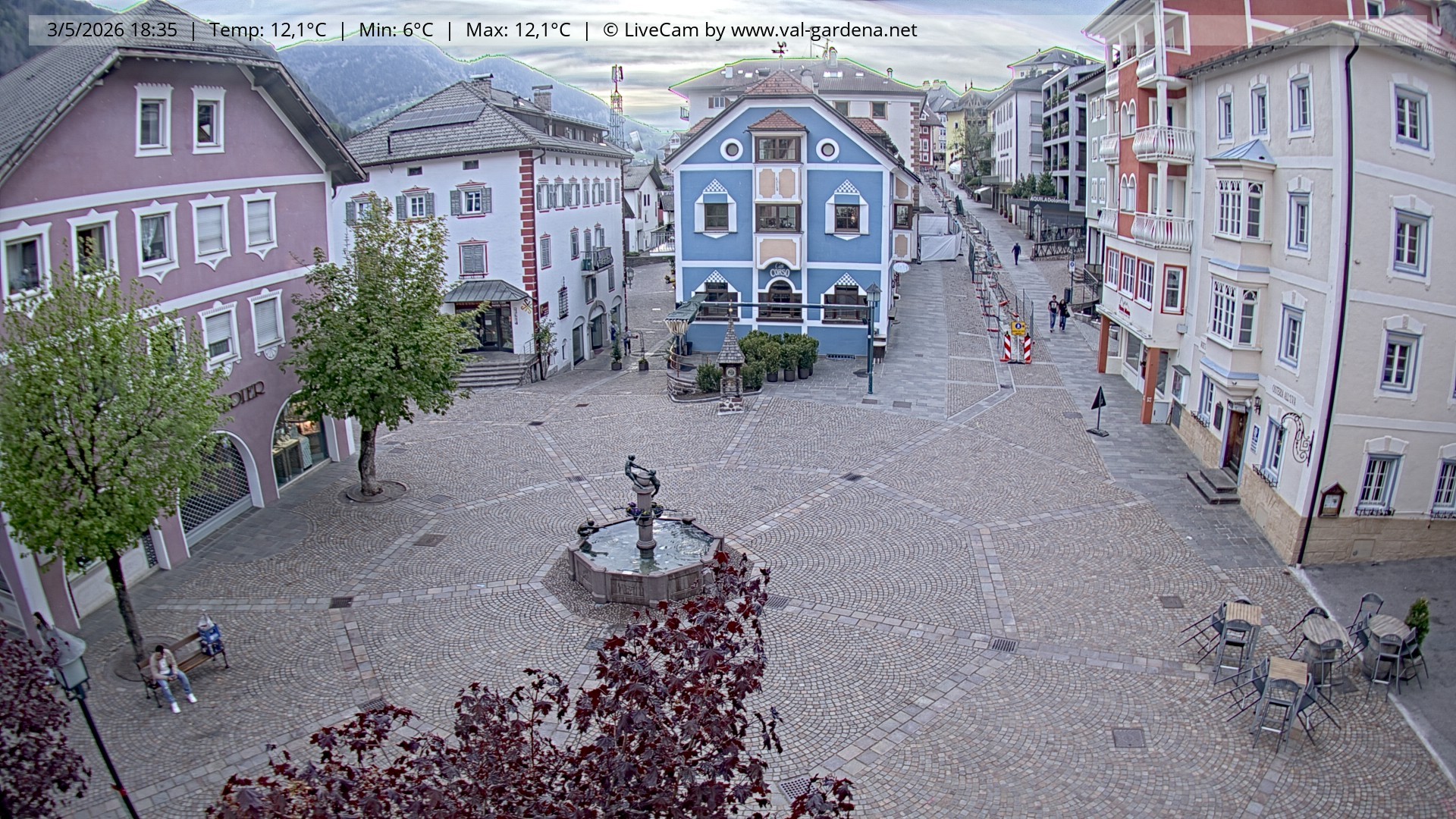Archived image Webcam Village St. Ulrich, South Tyrol