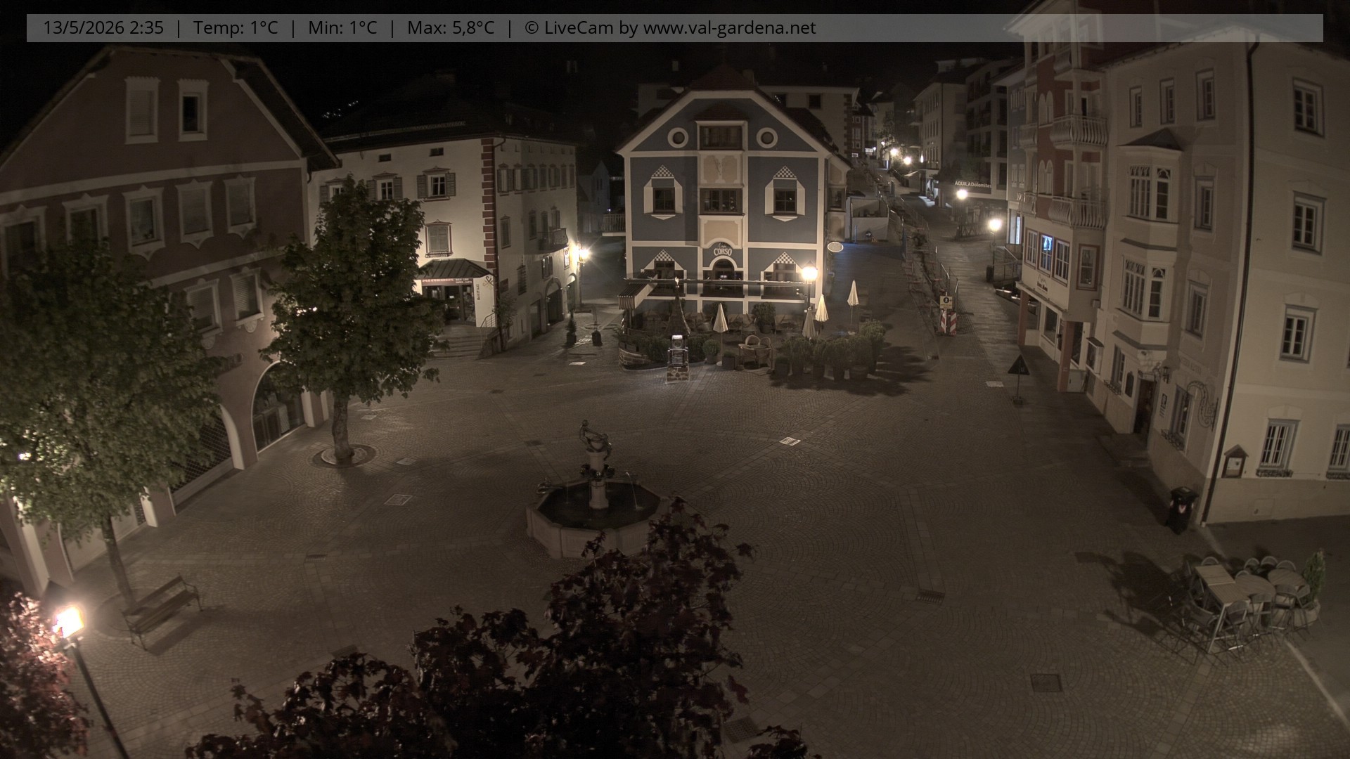 Archived image Webcam Village St. Ulrich, South Tyrol