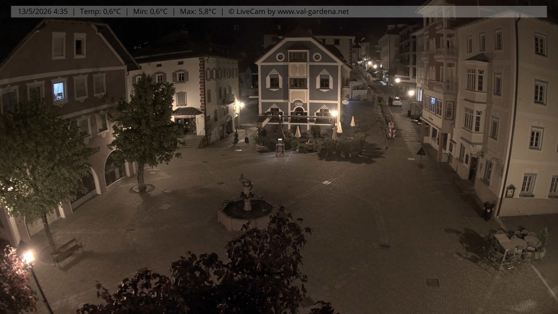 Archived image Webcam Village St. Ulrich, South Tyrol