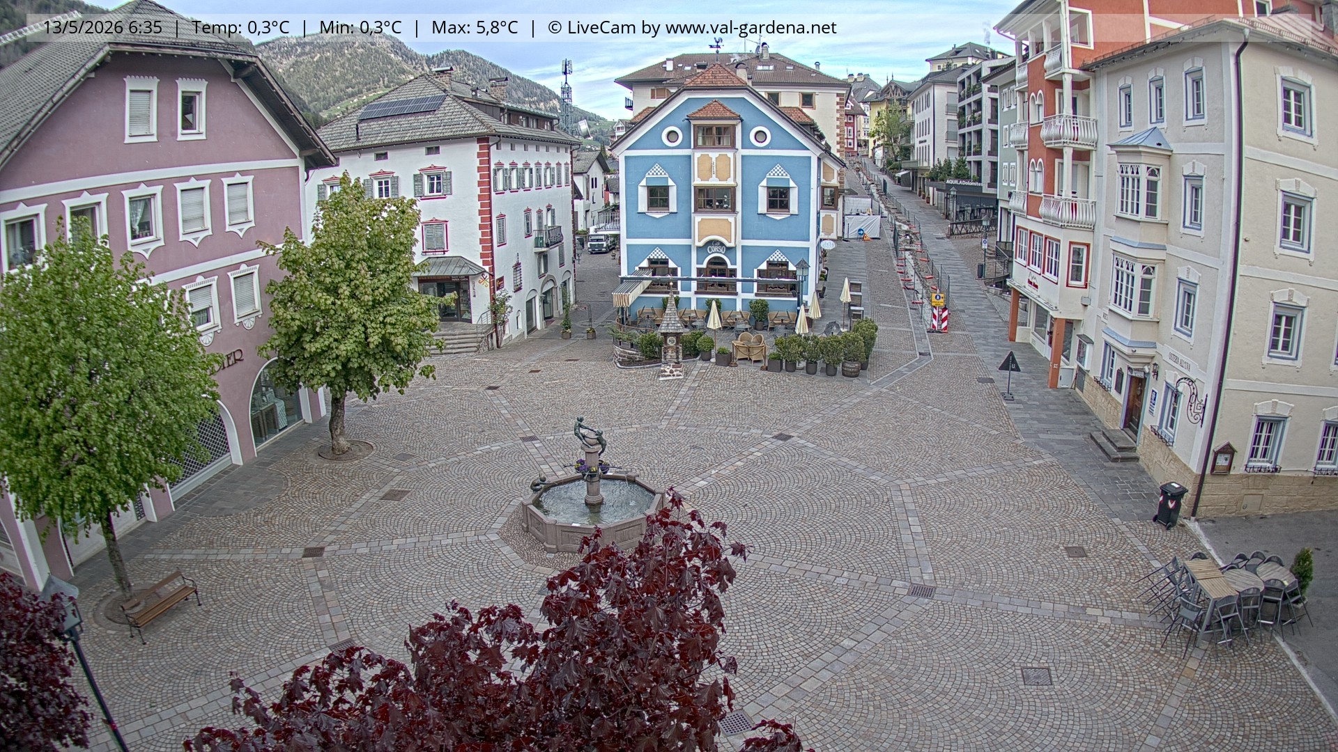 Archived image Webcam Village St. Ulrich, South Tyrol