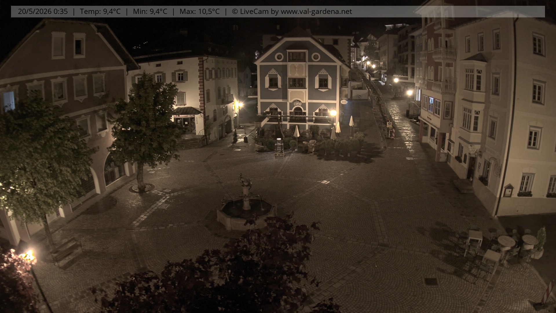 Archived image Webcam Village St. Ulrich, South Tyrol