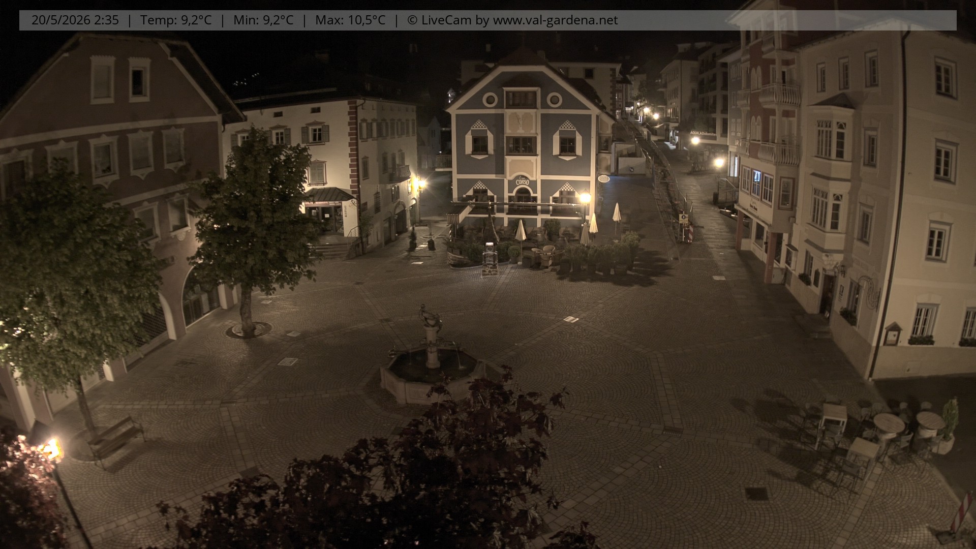 Archived image Webcam Village St. Ulrich, South Tyrol
