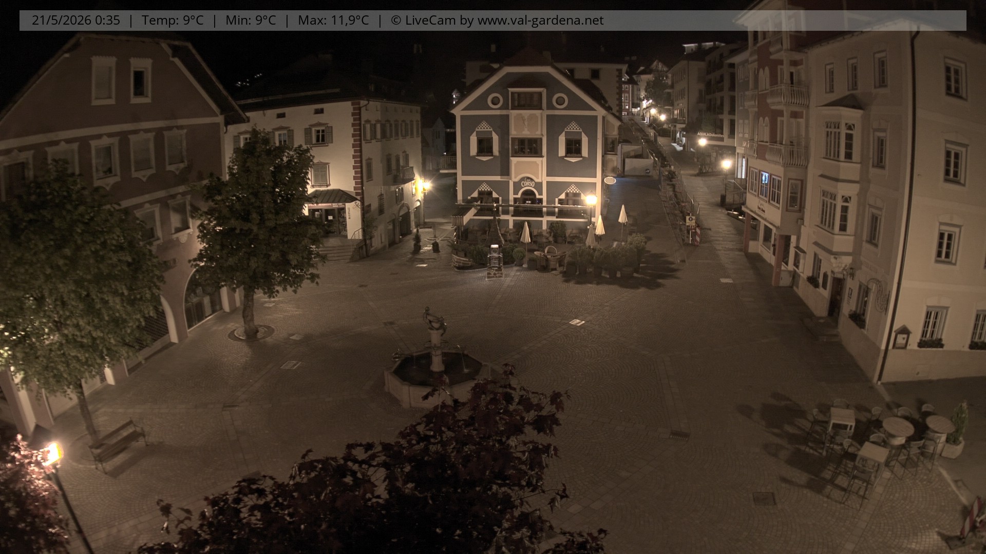 Archived image Webcam Village St. Ulrich, South Tyrol