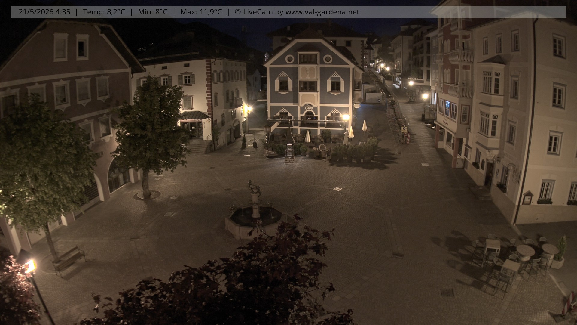 Archived image Webcam Village St. Ulrich, South Tyrol