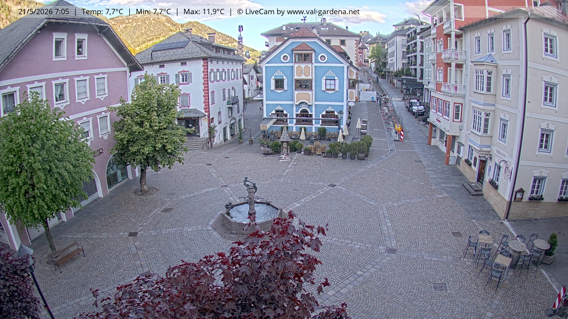 Archived image Webcam Village St. Ulrich, South Tyrol
