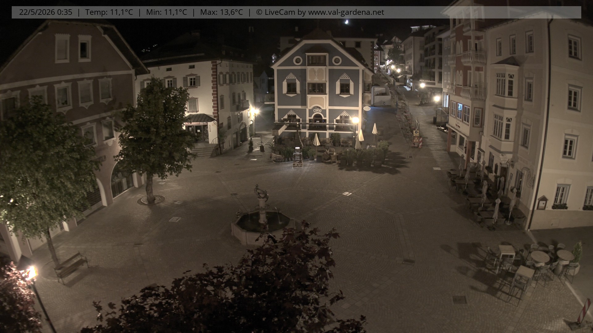 Archived image Webcam Village St. Ulrich, South Tyrol