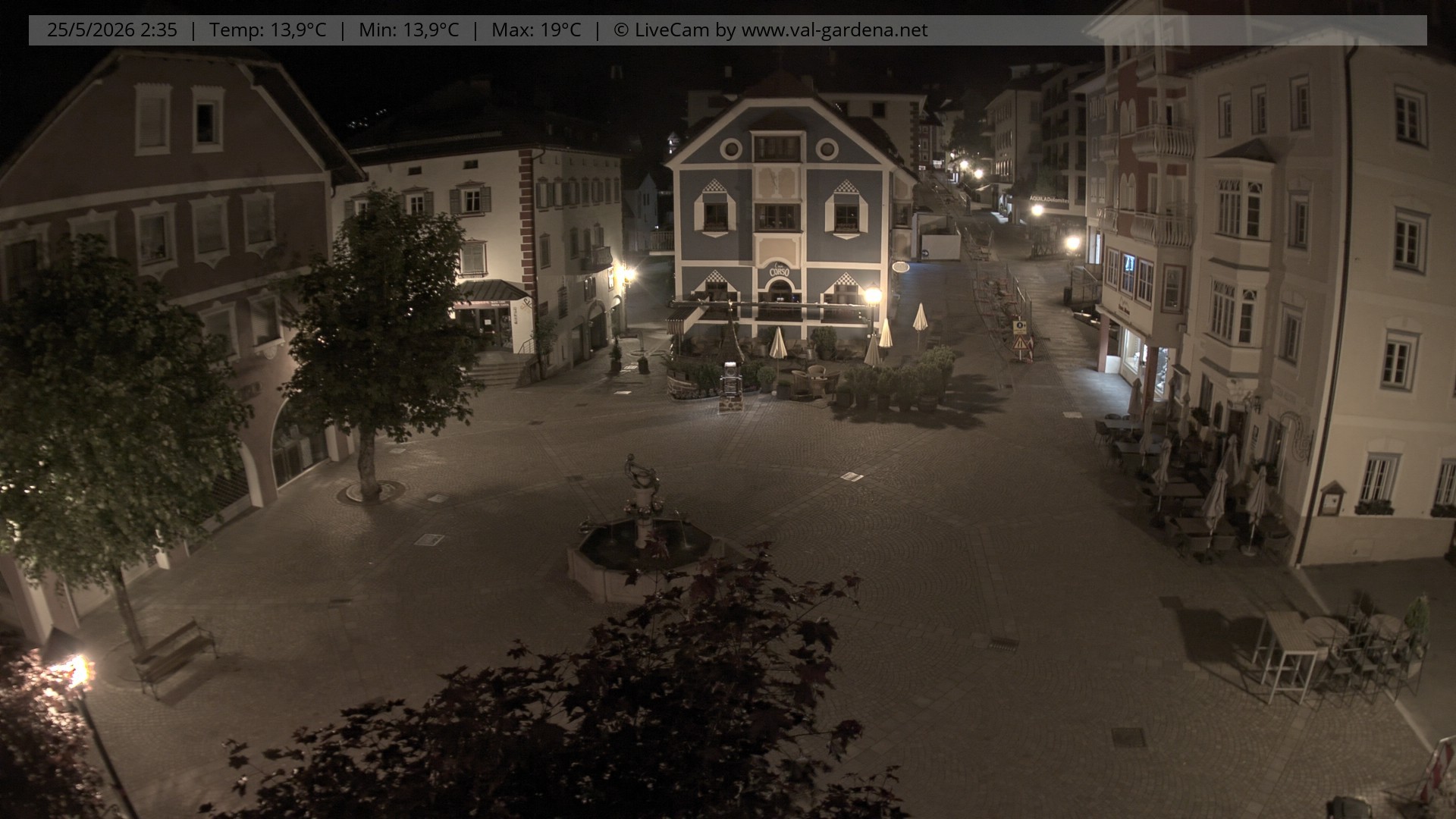 Archived image Webcam Village St. Ulrich, South Tyrol
