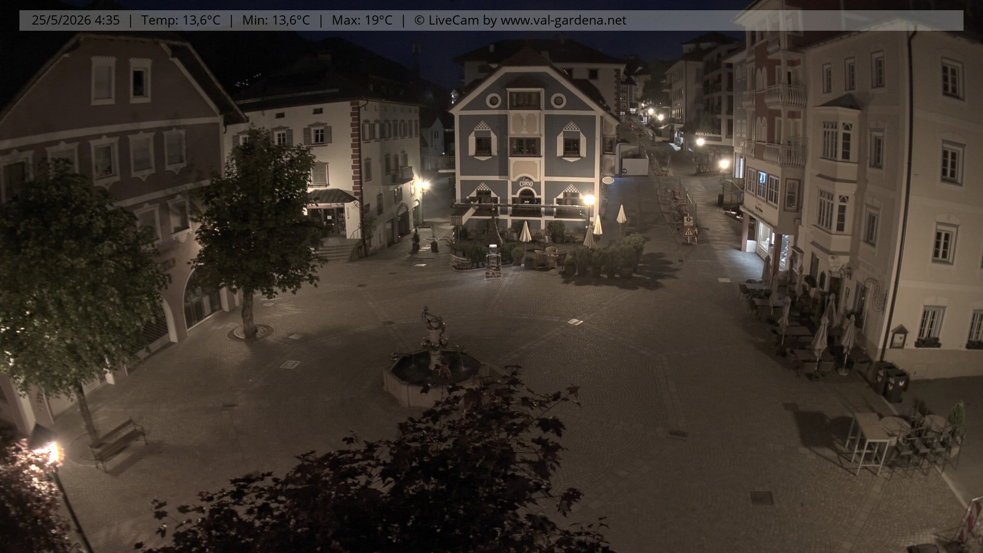Archived image Webcam Village St. Ulrich, South Tyrol