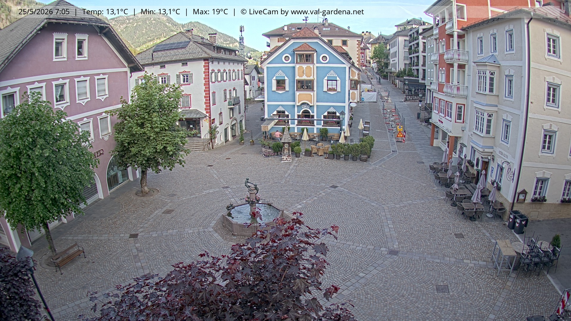 Archived image Webcam Village St. Ulrich, South Tyrol