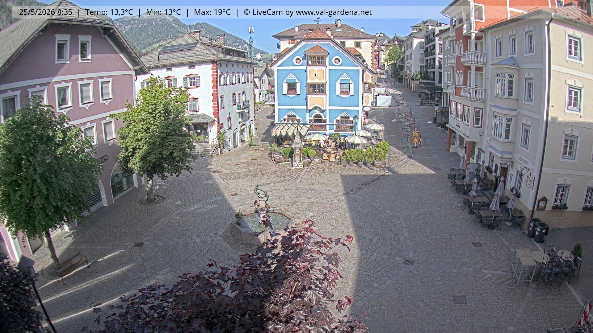 Archived image Webcam Village St. Ulrich, South Tyrol