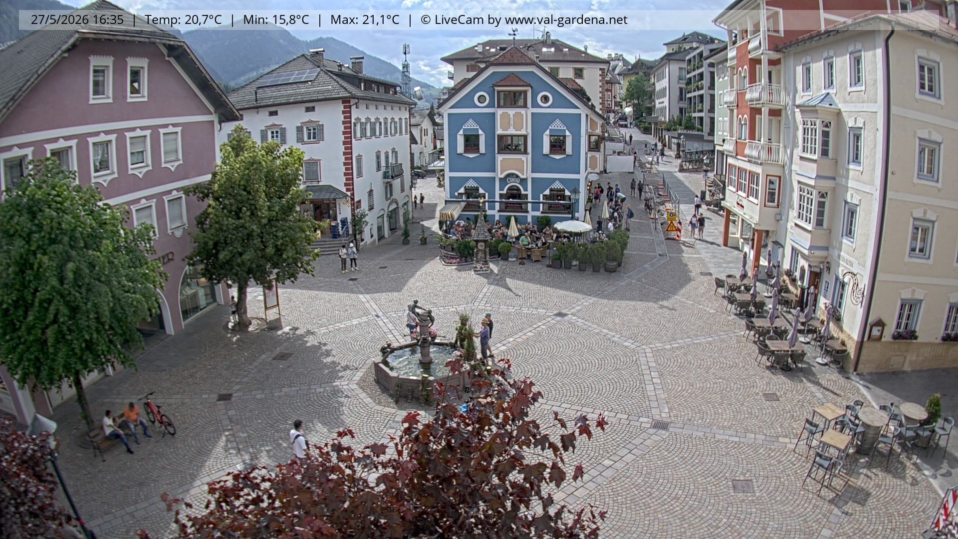 Archived image Webcam Village St. Ulrich, South Tyrol