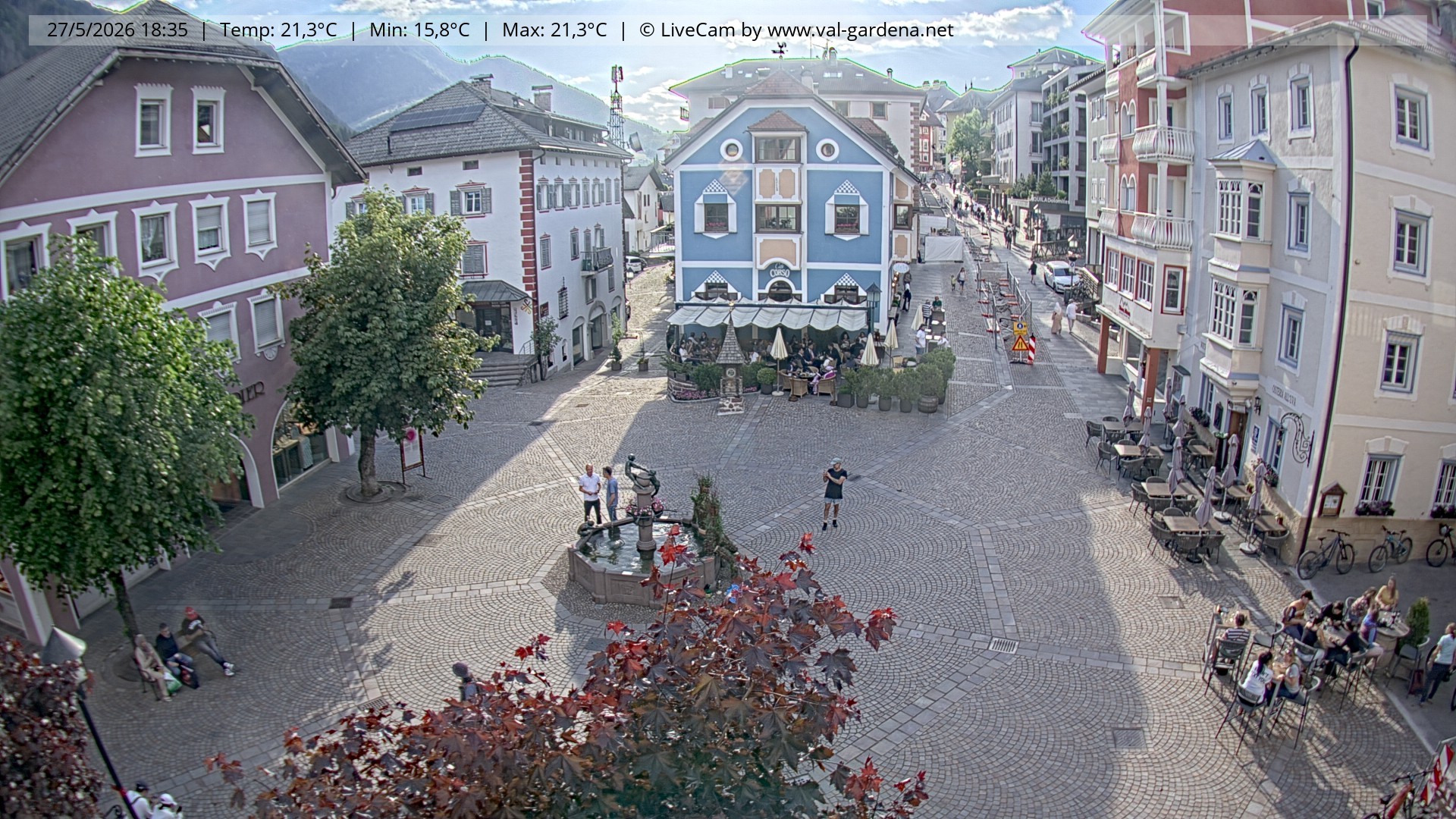 Archived image Webcam Village St. Ulrich, South Tyrol