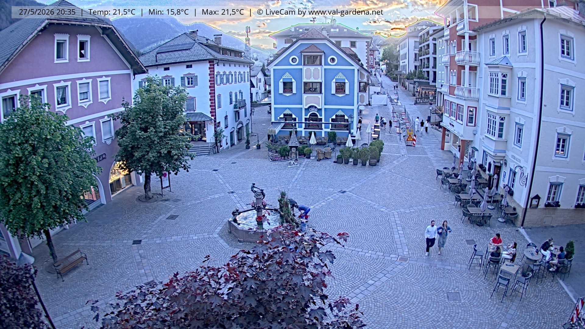 Archived image Webcam Village St. Ulrich, South Tyrol