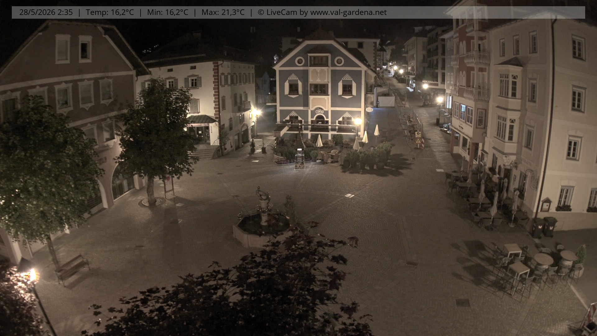 Archived image Webcam Village St. Ulrich, South Tyrol