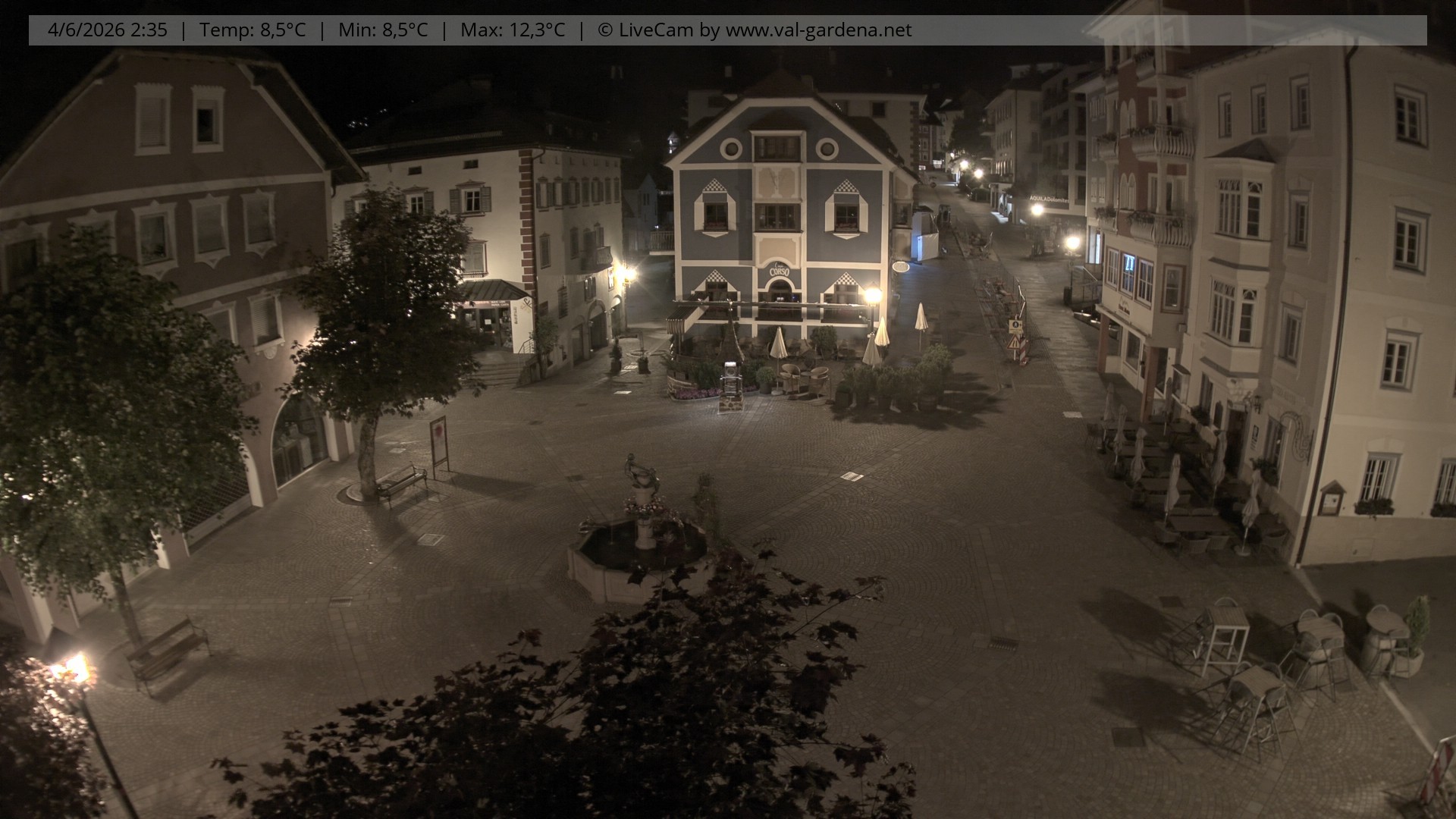Archived image Webcam Village St. Ulrich, South Tyrol