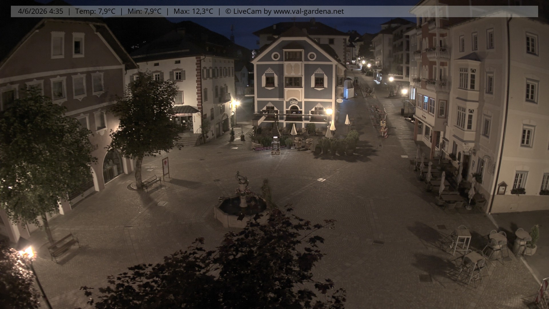 Archived image Webcam Village St. Ulrich, South Tyrol