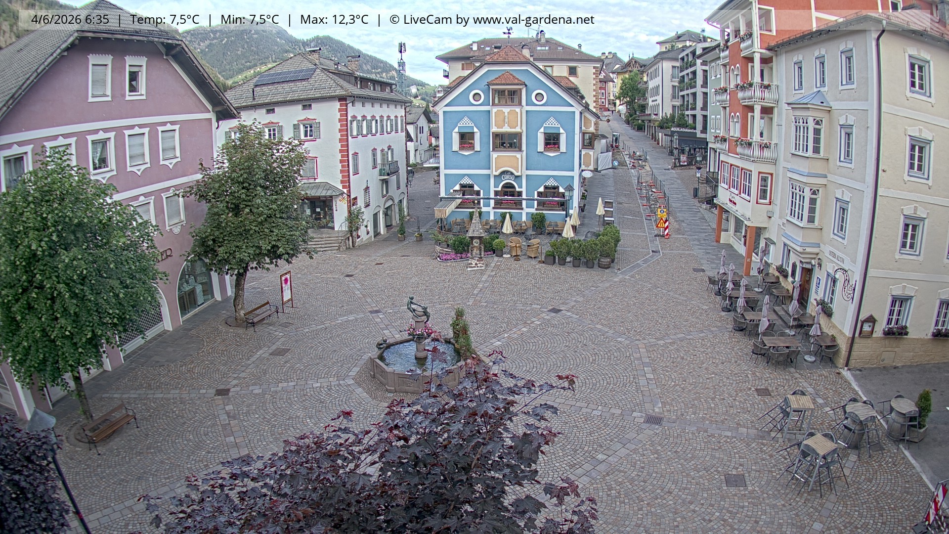 Archived image Webcam Village St. Ulrich, South Tyrol