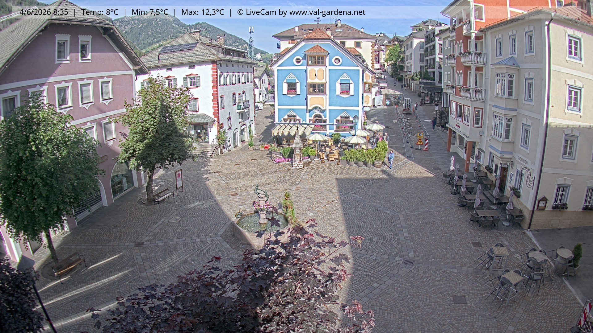 Archived image Webcam Village St. Ulrich, South Tyrol