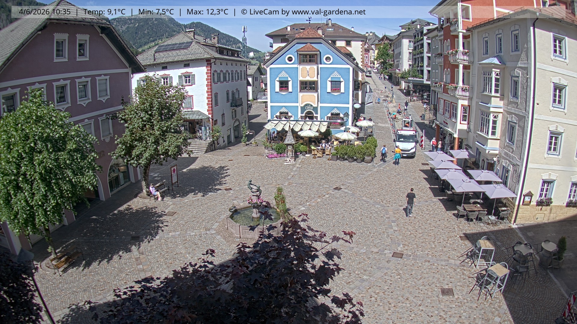 Archived image Webcam Village St. Ulrich, South Tyrol