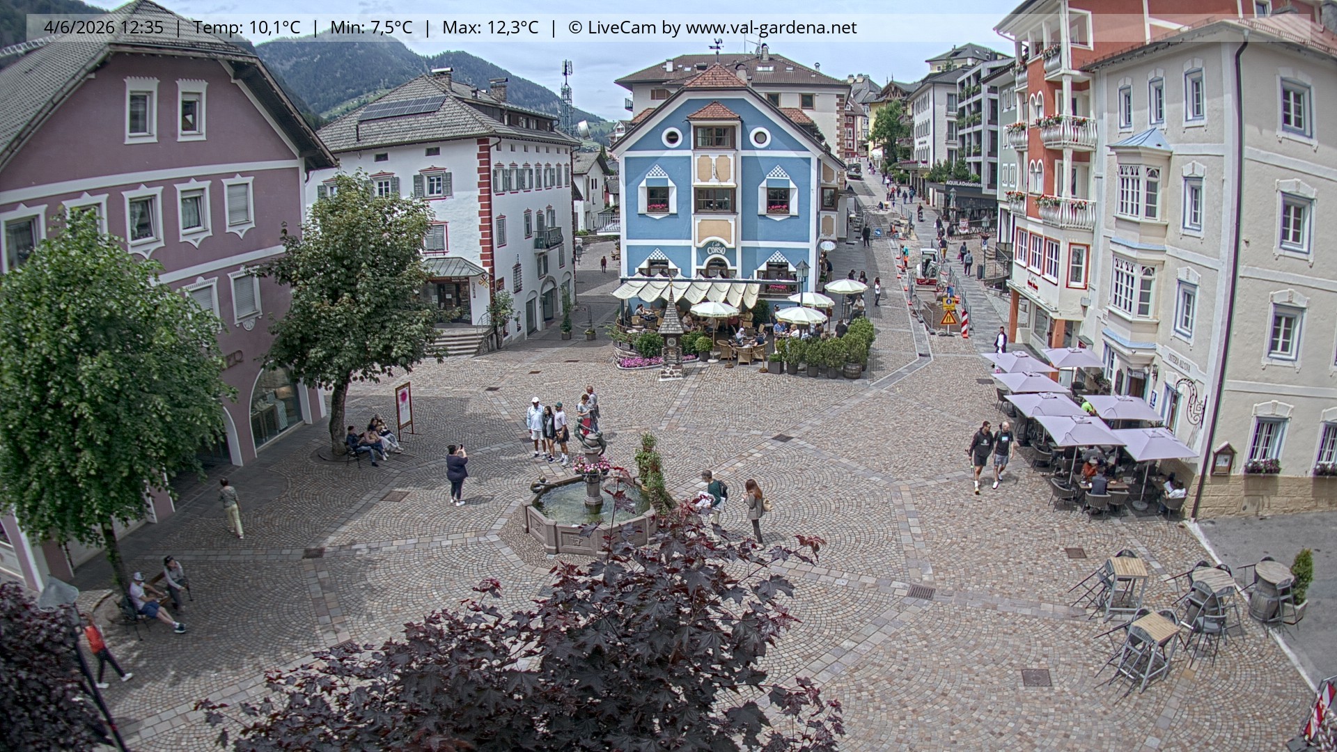 Archived image Webcam Village St. Ulrich, South Tyrol