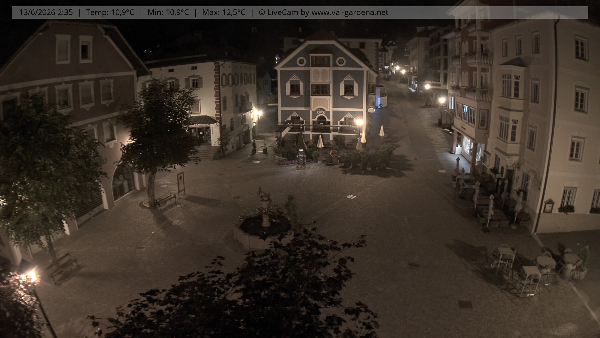 Archived image Webcam Village St. Ulrich, South Tyrol