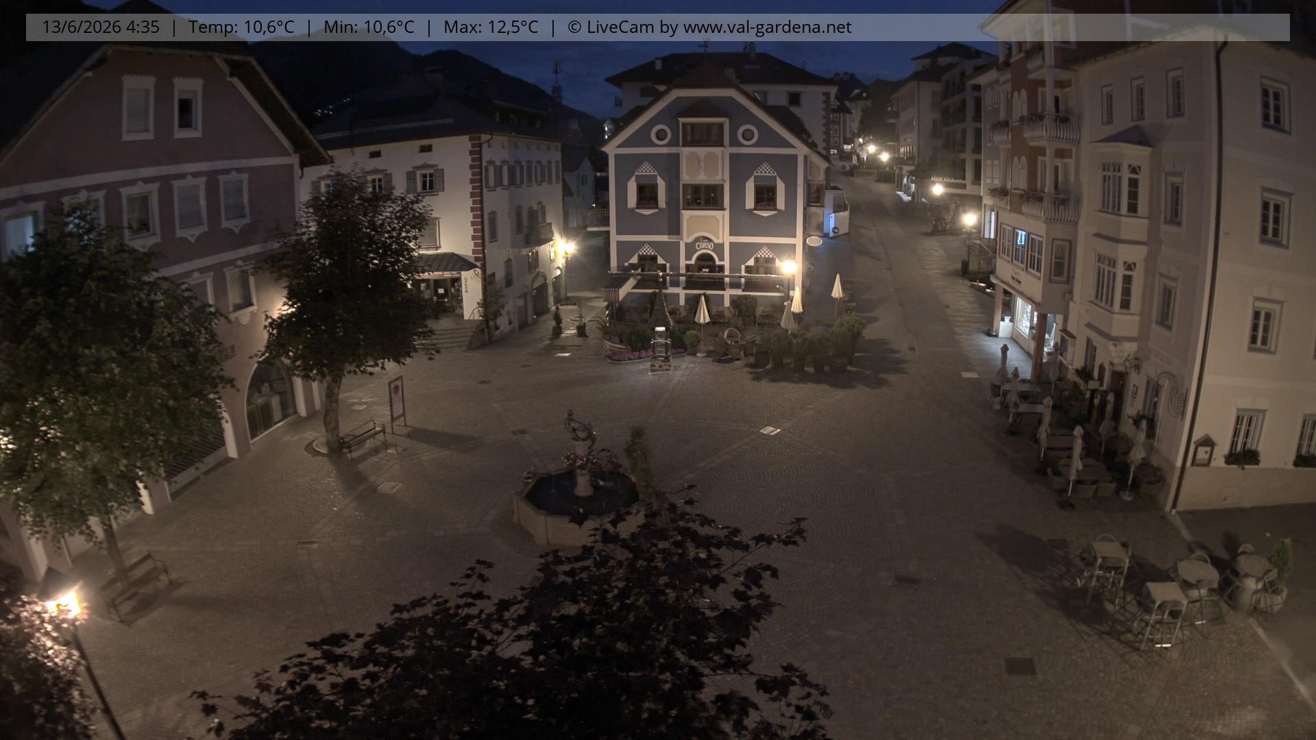 Archived image Webcam Village St. Ulrich, South Tyrol