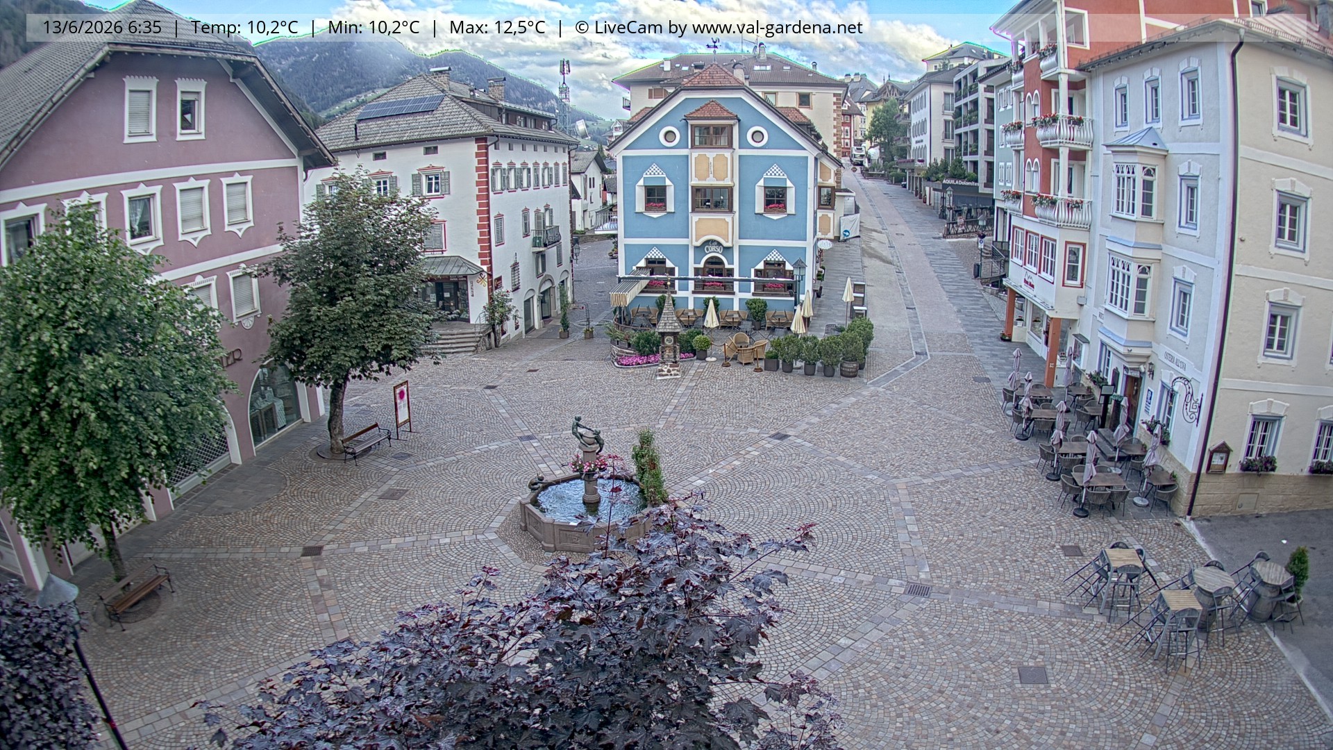 Archived image Webcam Village St. Ulrich, South Tyrol