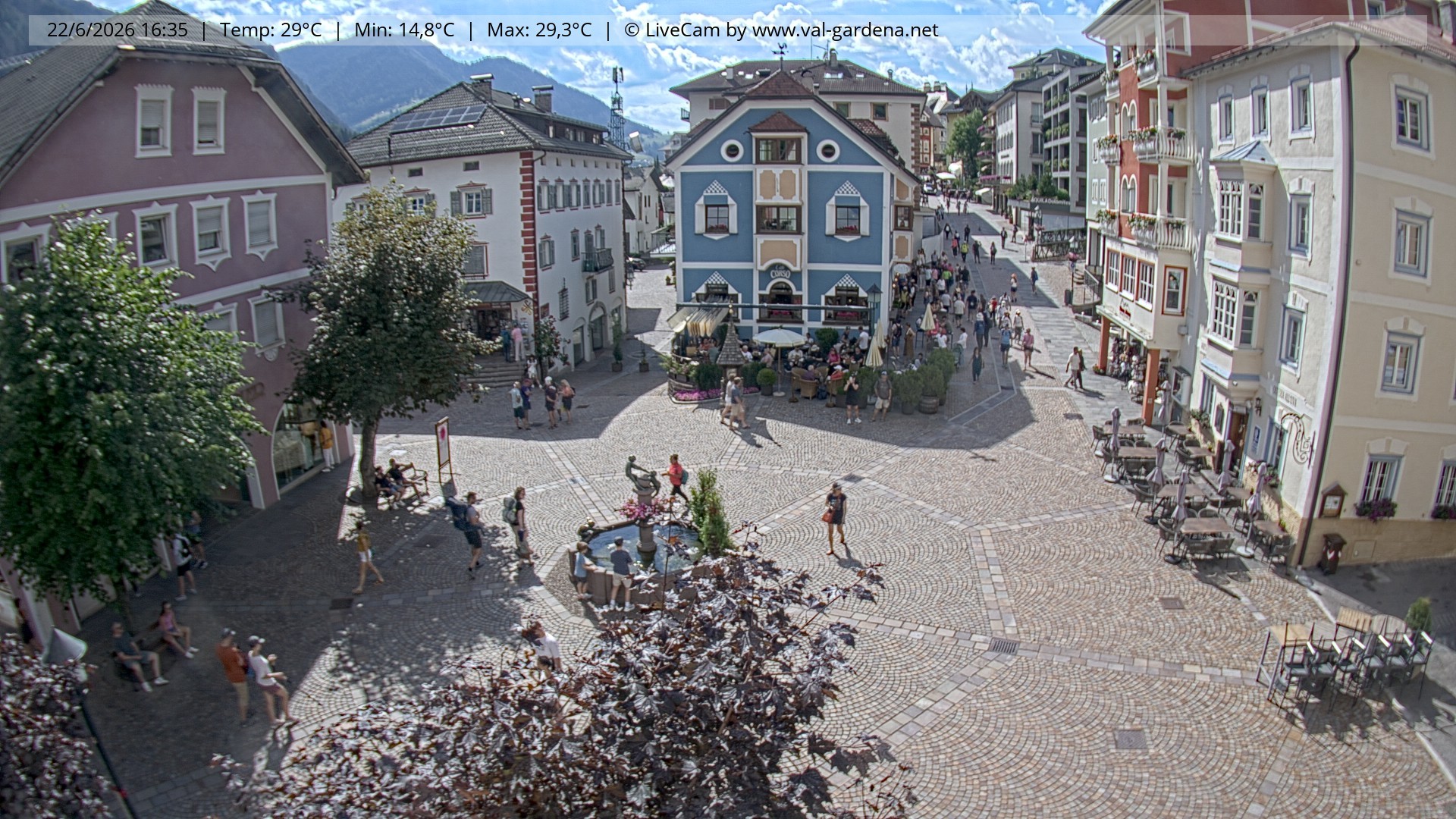 Archived image Webcam Village St. Ulrich, South Tyrol
