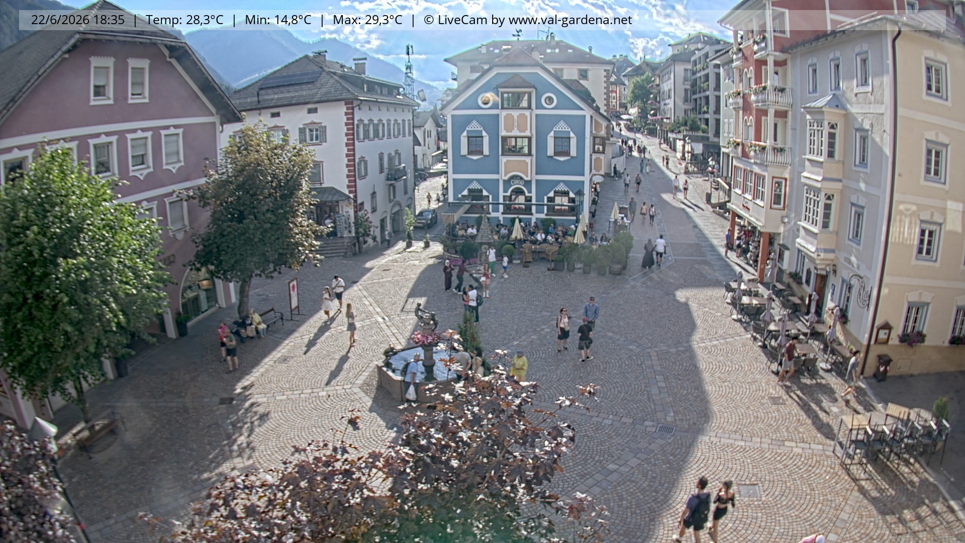 Archived image Webcam Village St. Ulrich, South Tyrol