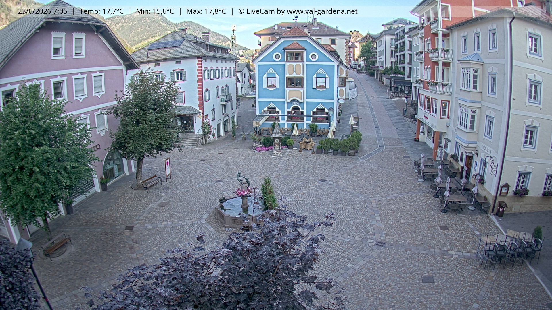 Archived image Webcam Village St. Ulrich, South Tyrol