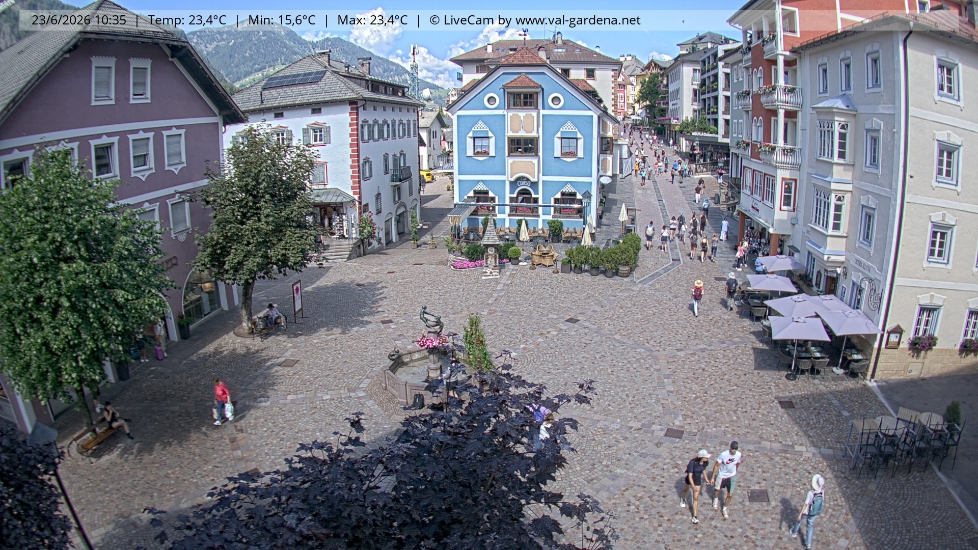 Archived image Webcam Village St. Ulrich, South Tyrol