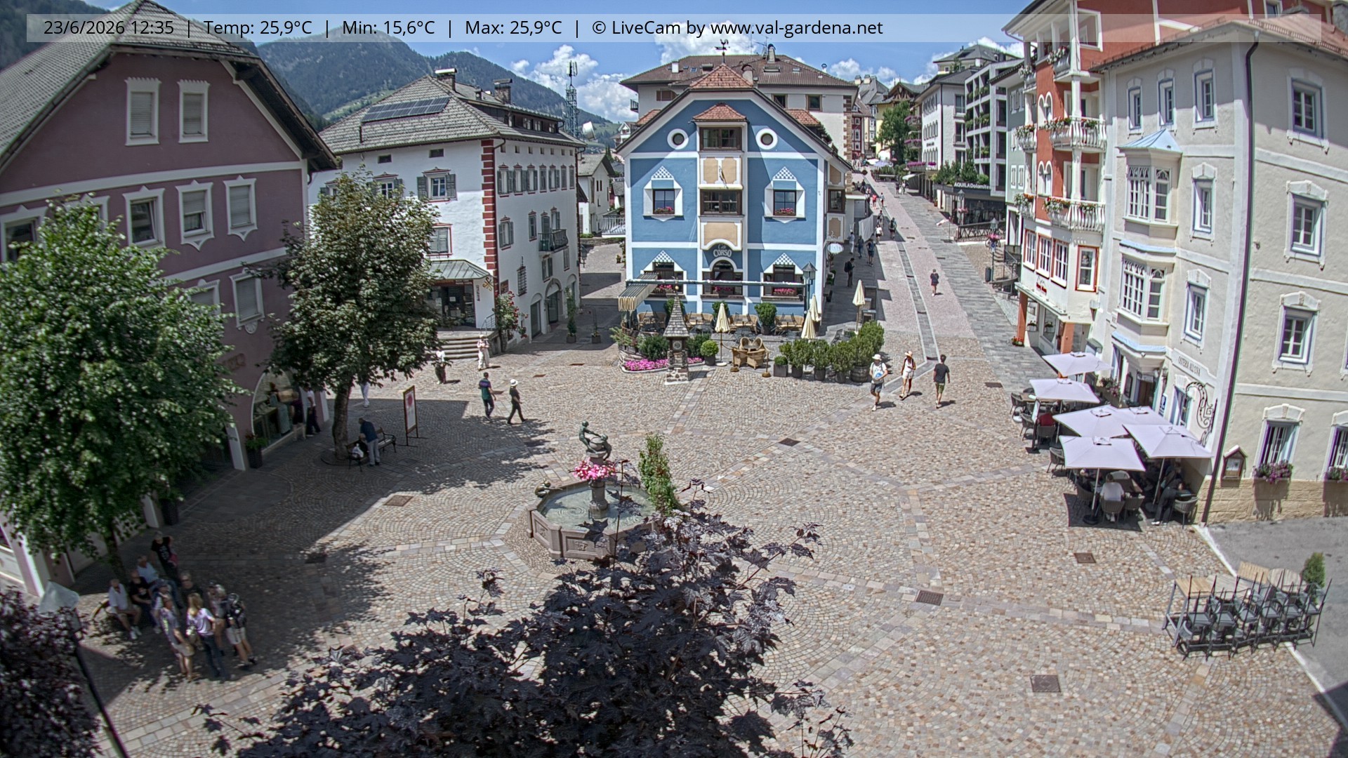 Archived image Webcam Village St. Ulrich, South Tyrol