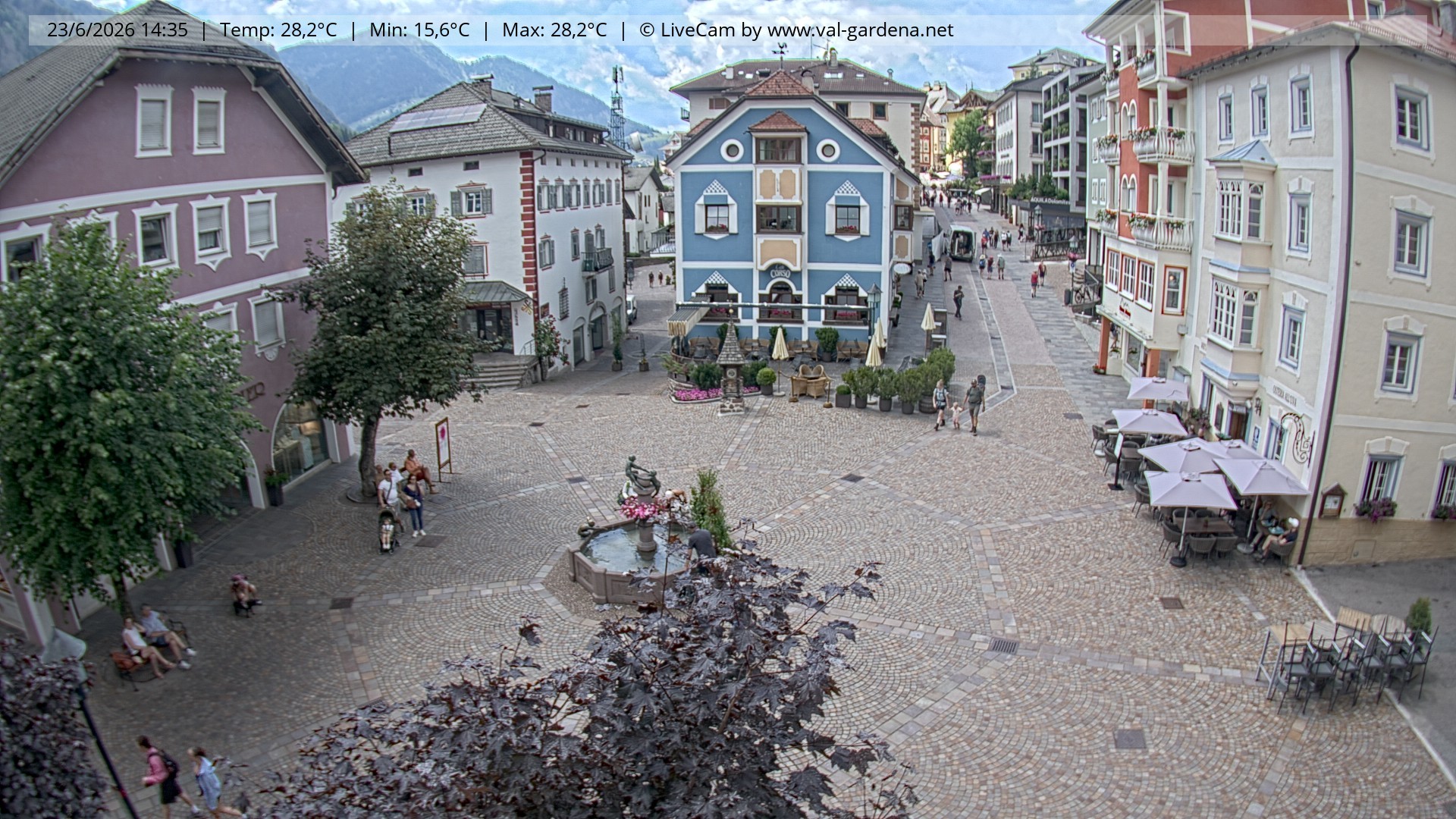 Archived image Webcam Village St. Ulrich, South Tyrol