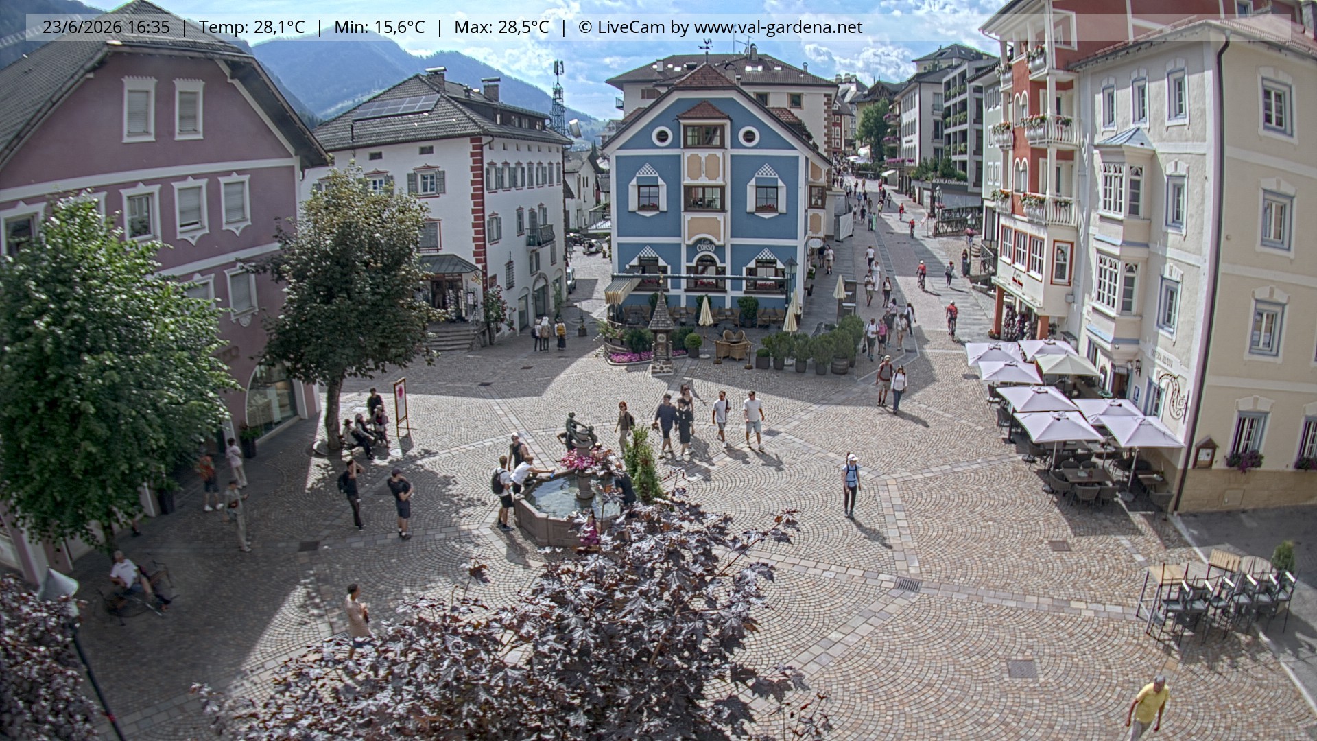 Archived image Webcam Village St. Ulrich, South Tyrol