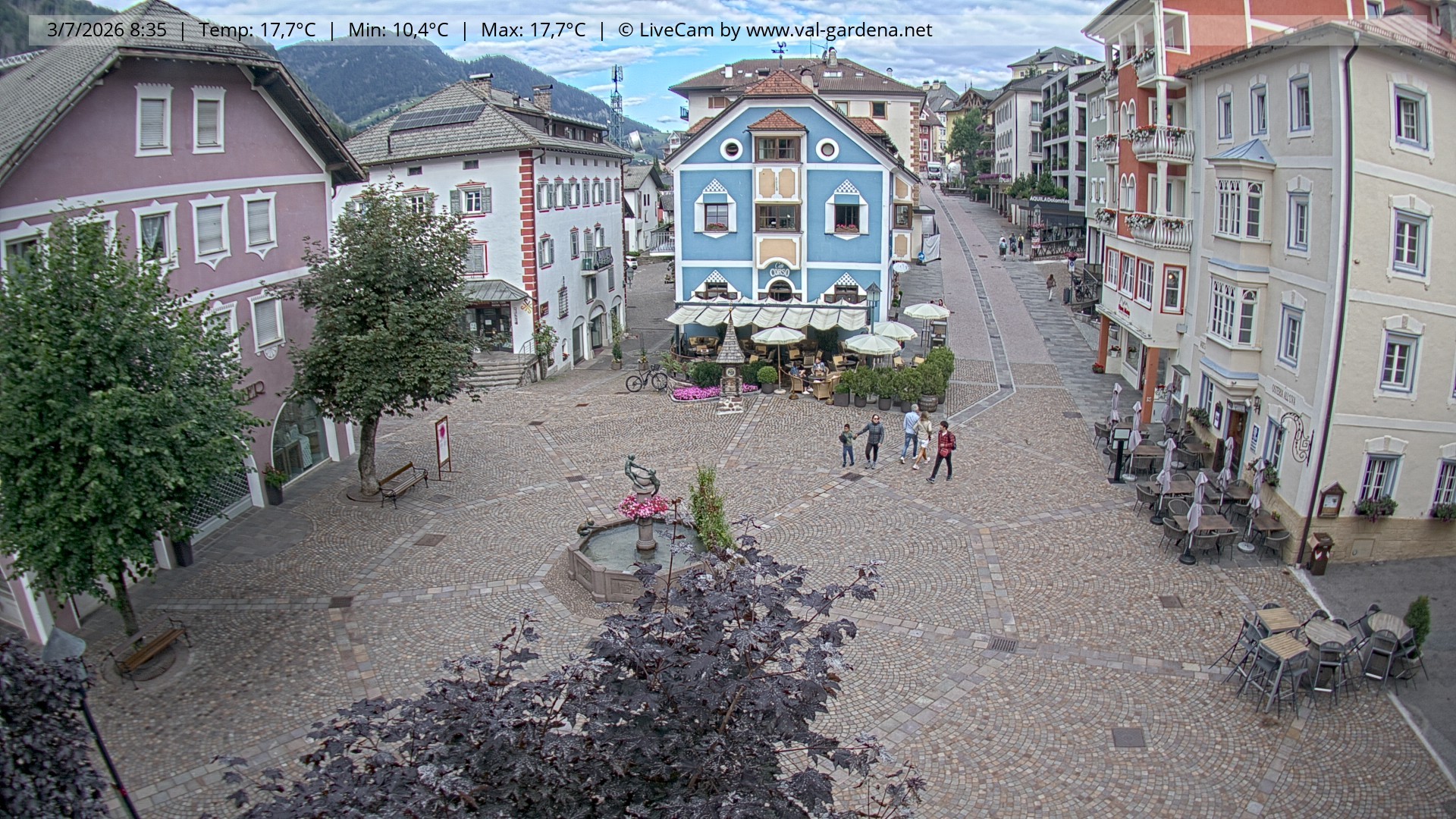 Archived image Webcam Village St. Ulrich, South Tyrol