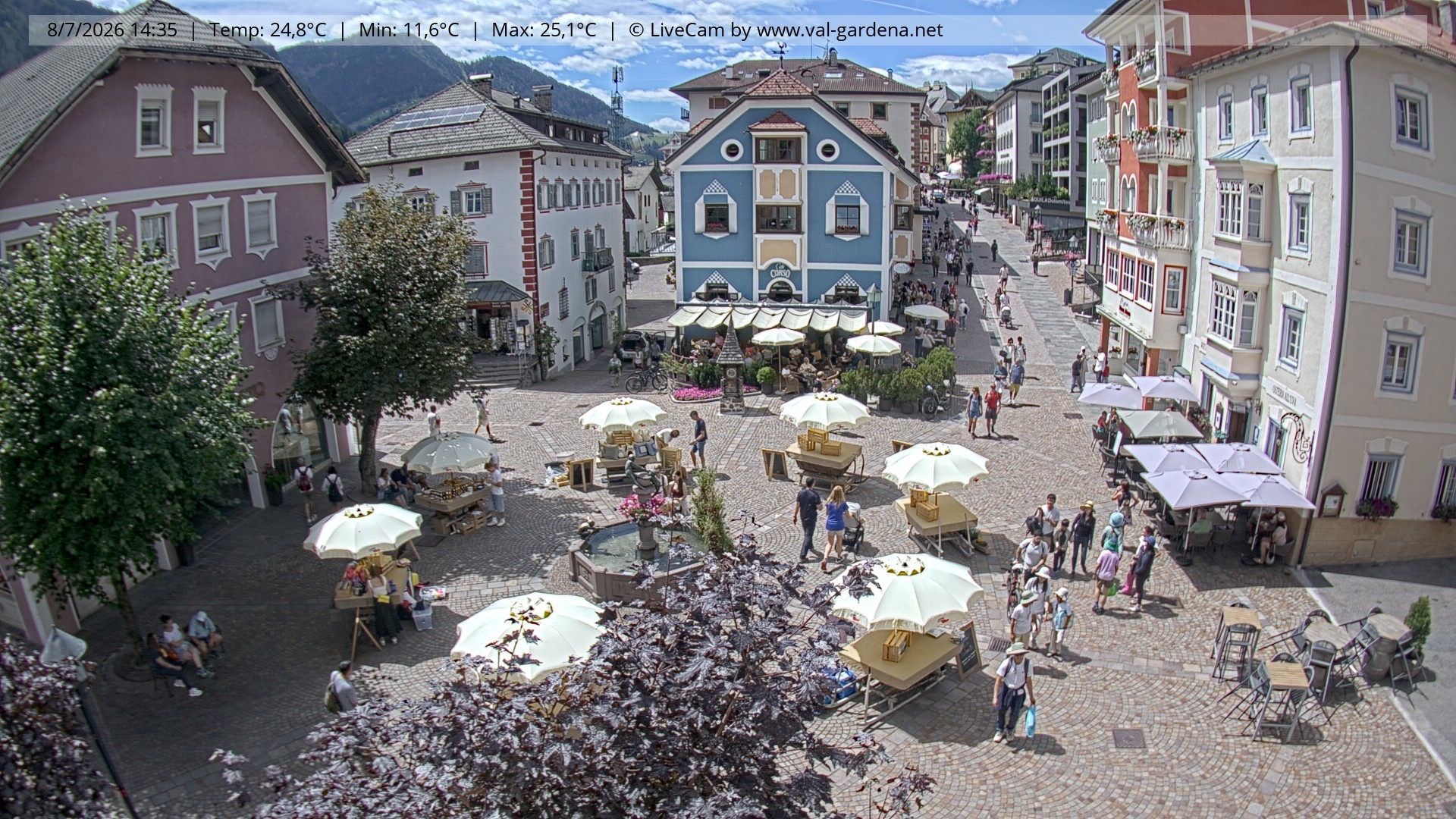 Archived image Webcam Village St. Ulrich, South Tyrol
