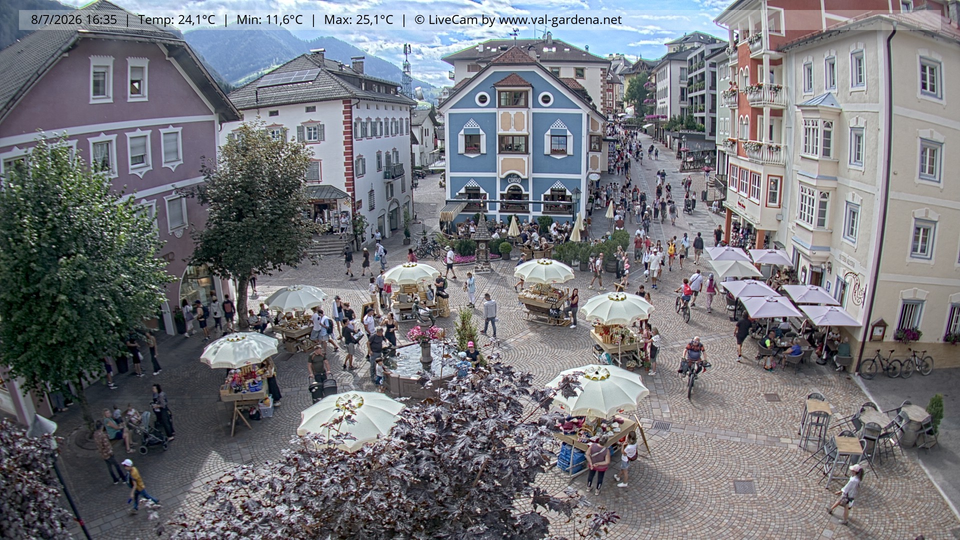 Archived image Webcam Village St. Ulrich, South Tyrol