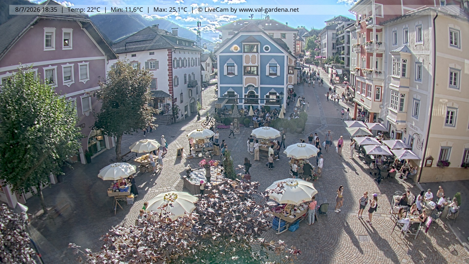 Archived image Webcam Village St. Ulrich, South Tyrol