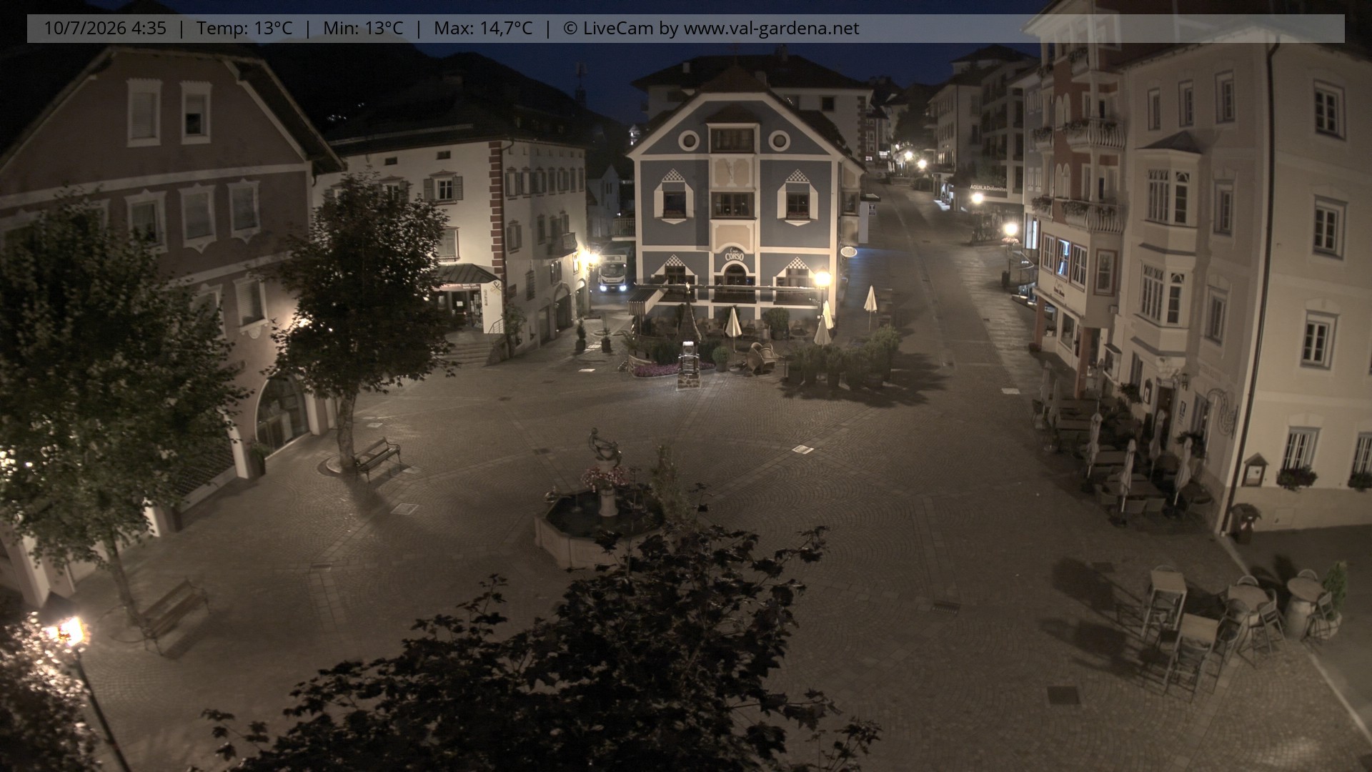 Archived image Webcam Village St. Ulrich, South Tyrol