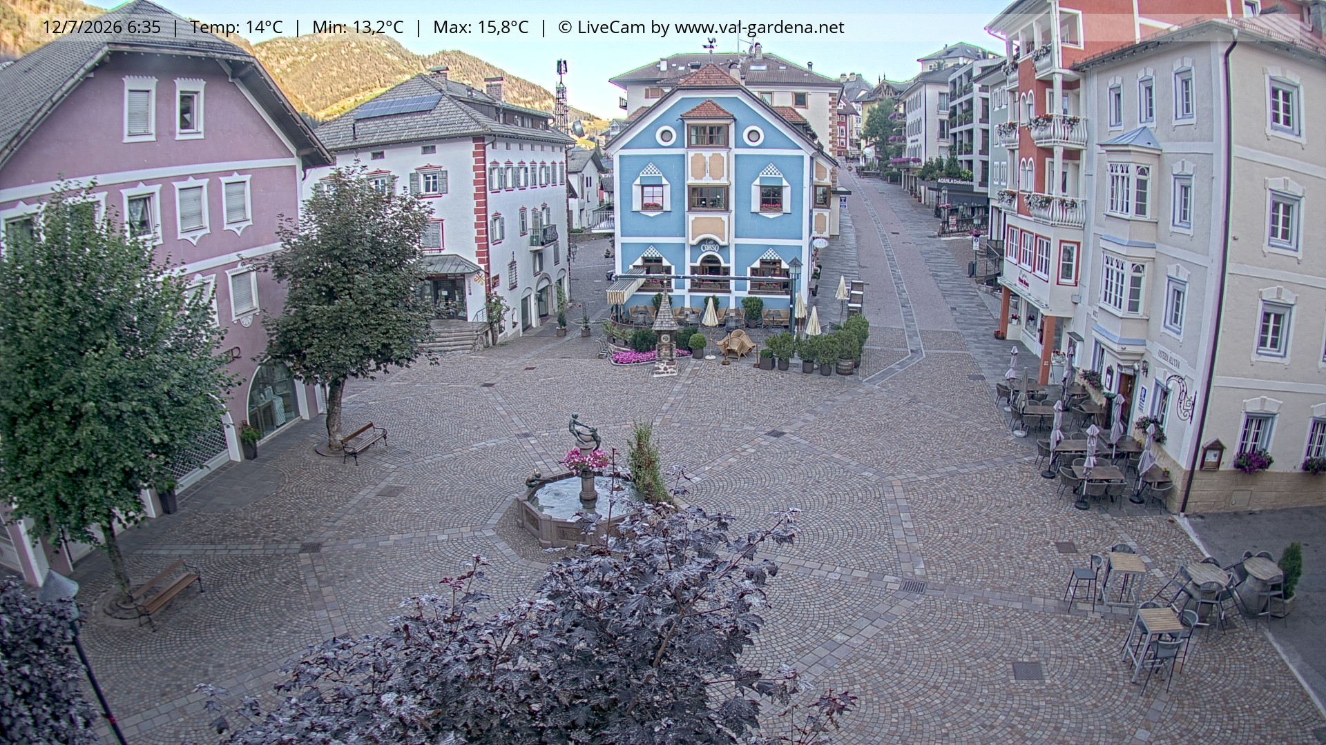 Archived image Webcam Village St. Ulrich, South Tyrol