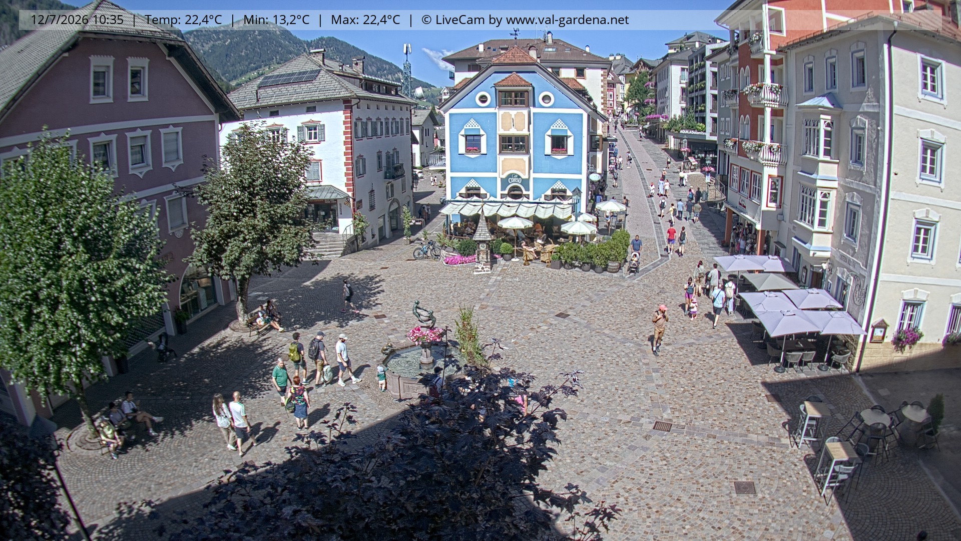 Archived image Webcam Village St. Ulrich, South Tyrol