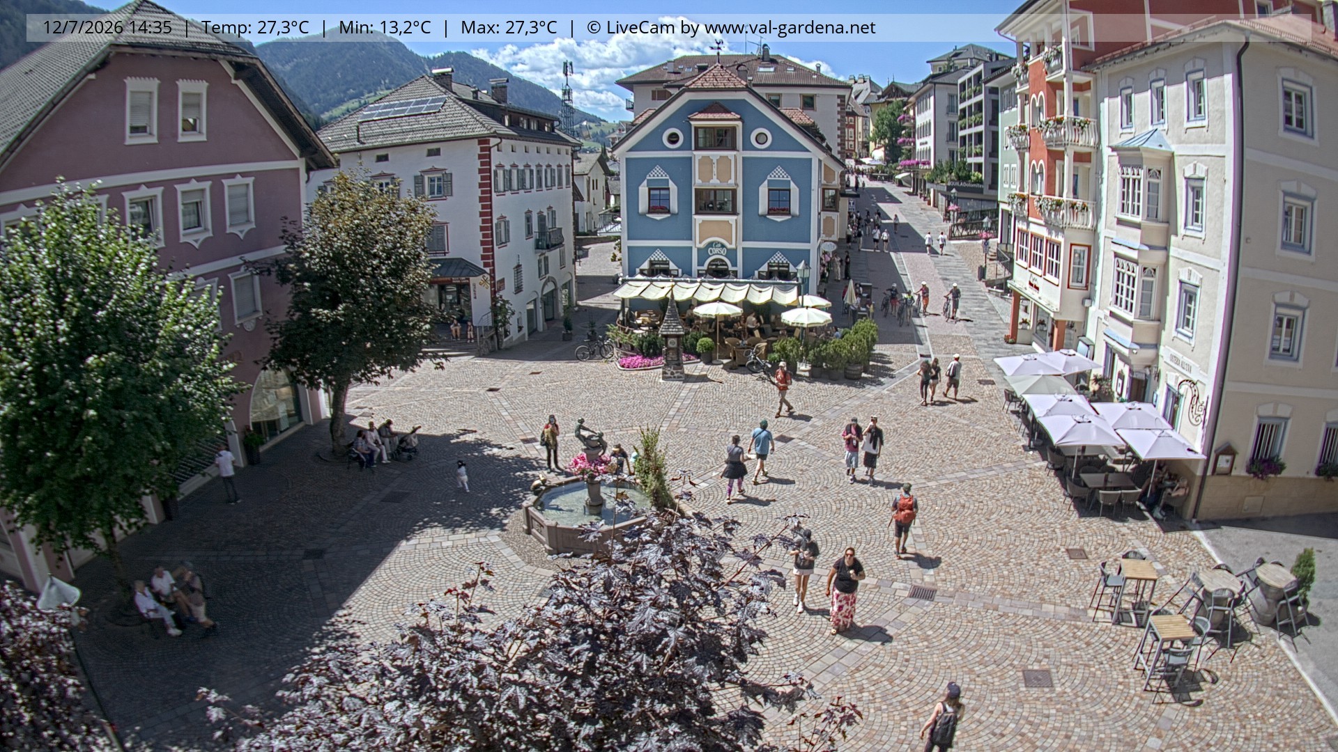 Archived image Webcam Village St. Ulrich, South Tyrol