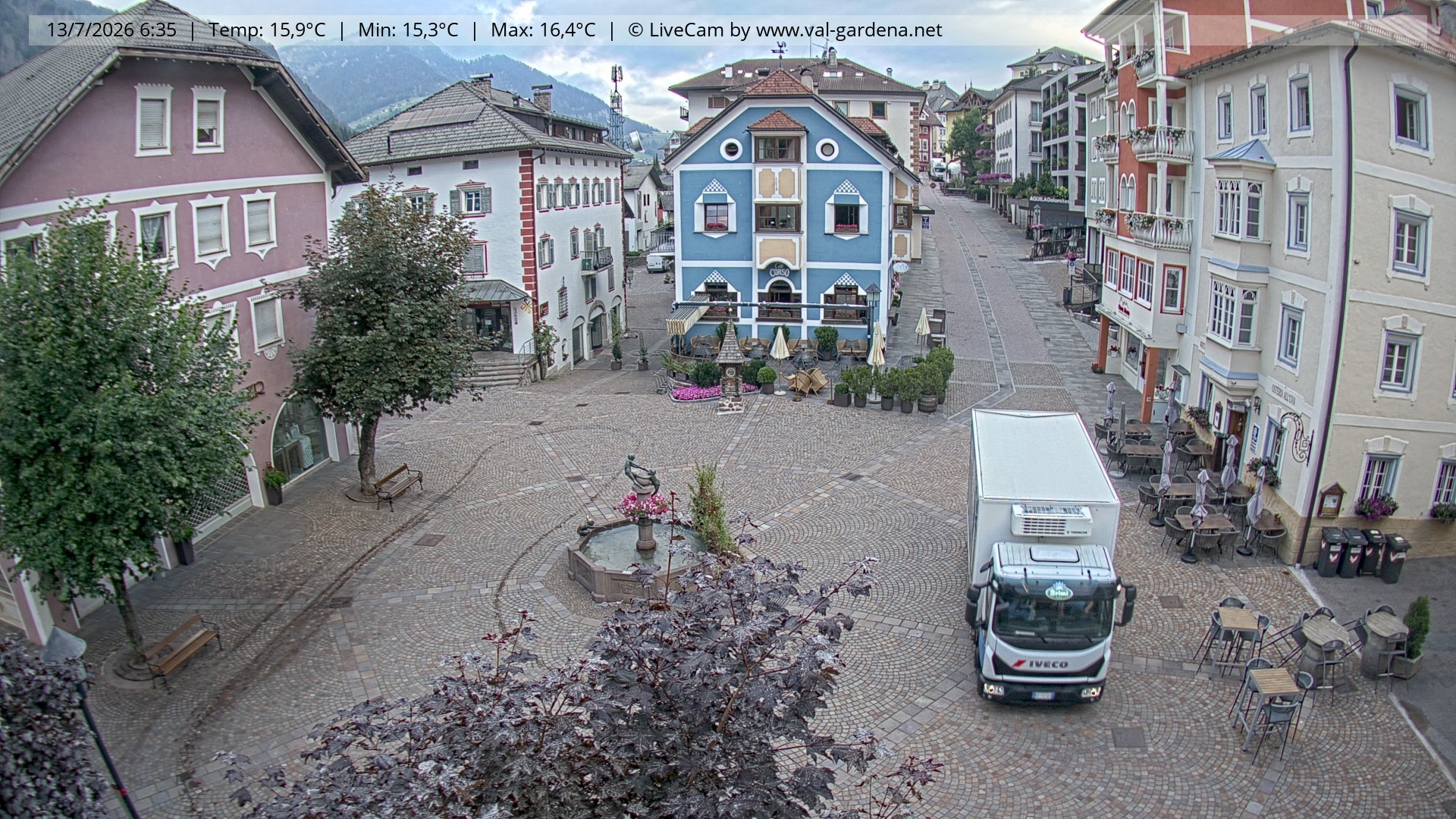Archived image Webcam Village St. Ulrich, South Tyrol