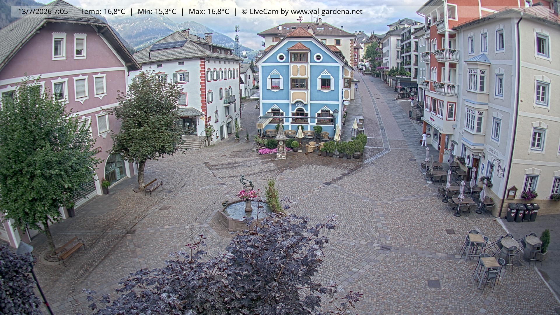 Archived image Webcam Village St. Ulrich, South Tyrol