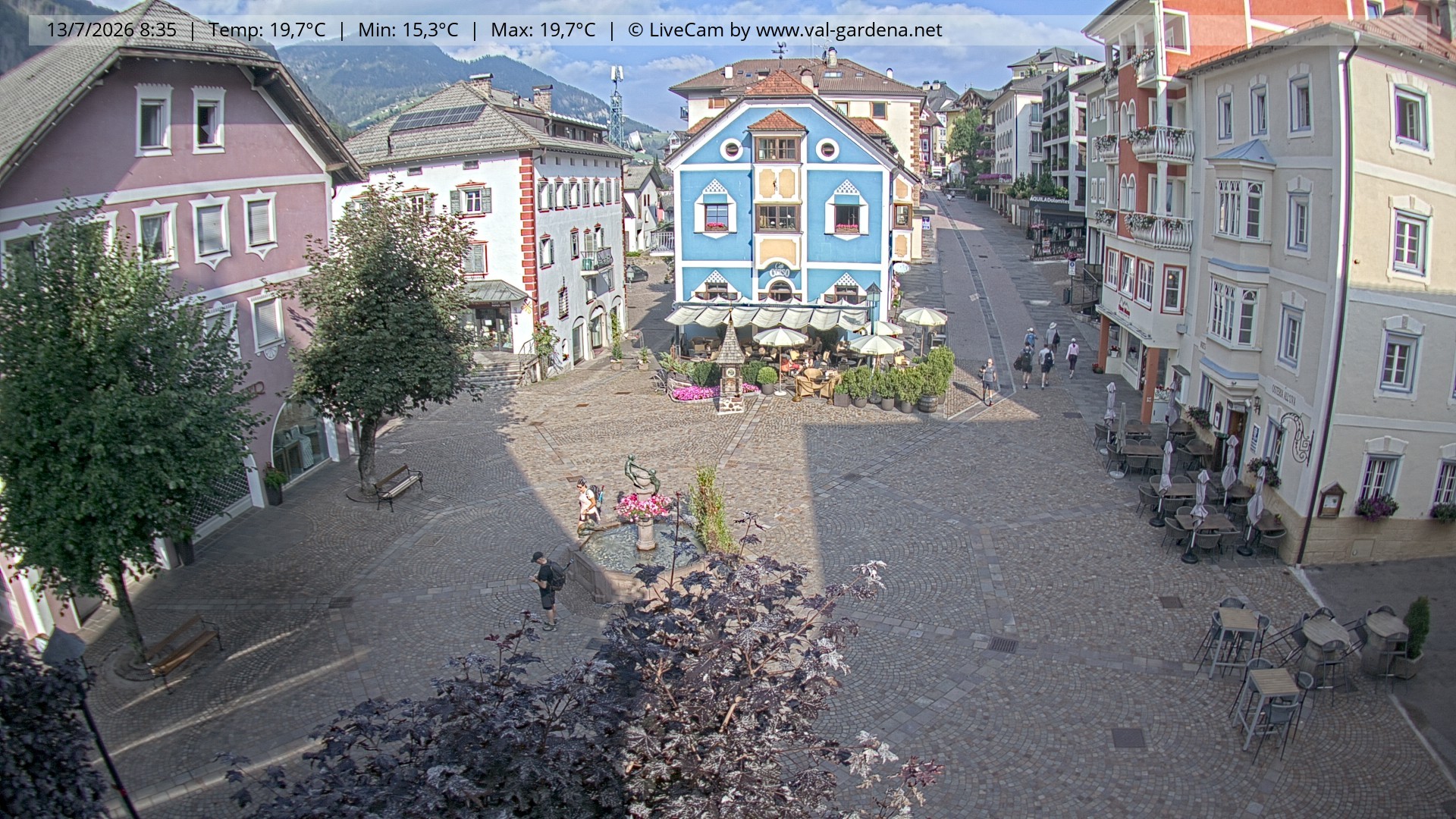 Archived image Webcam Village St. Ulrich, South Tyrol