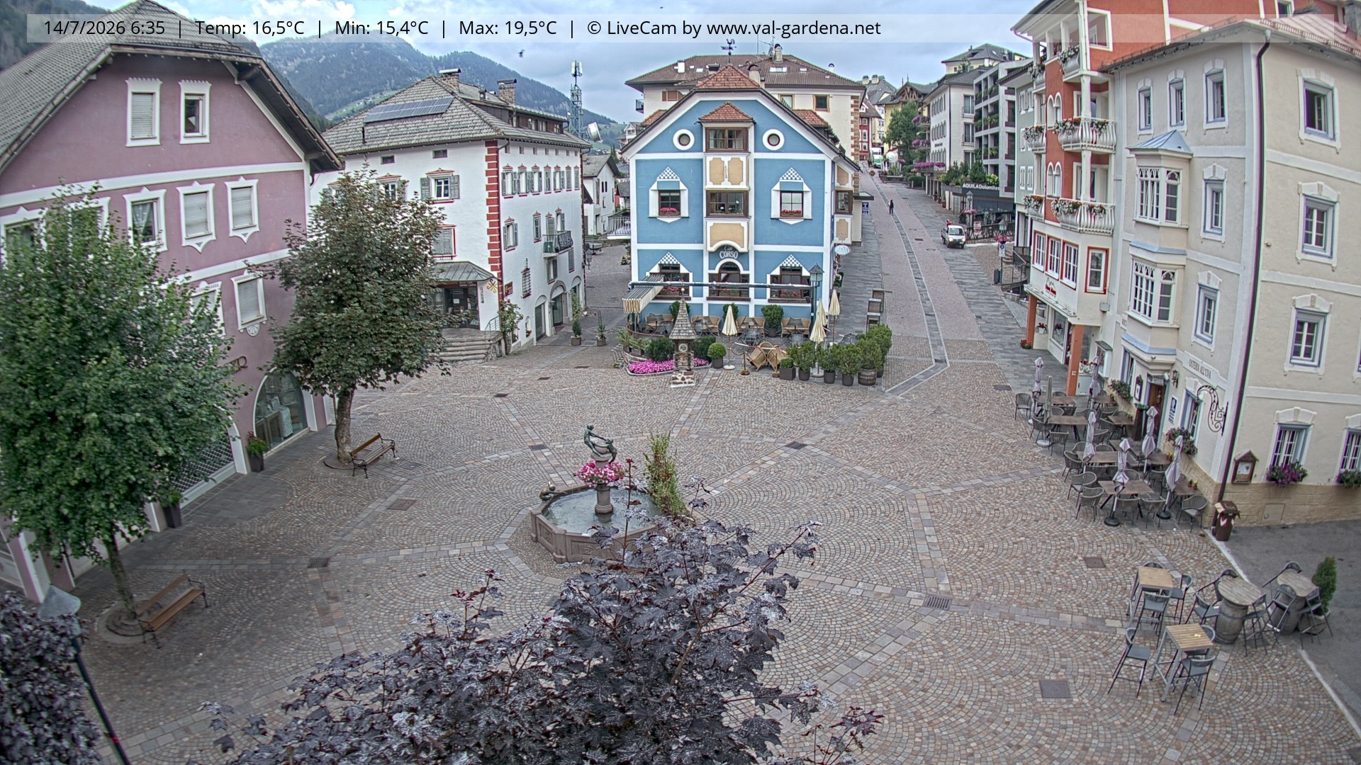Archived image Webcam Village St. Ulrich, South Tyrol