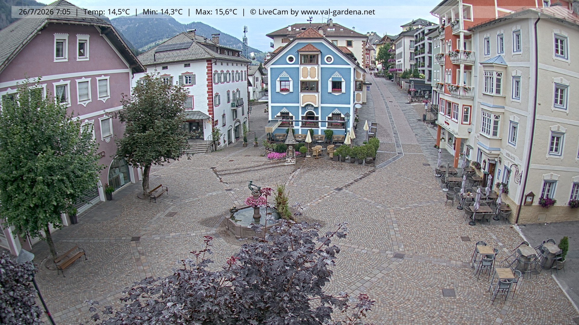 Archived image Webcam Village St. Ulrich, South Tyrol