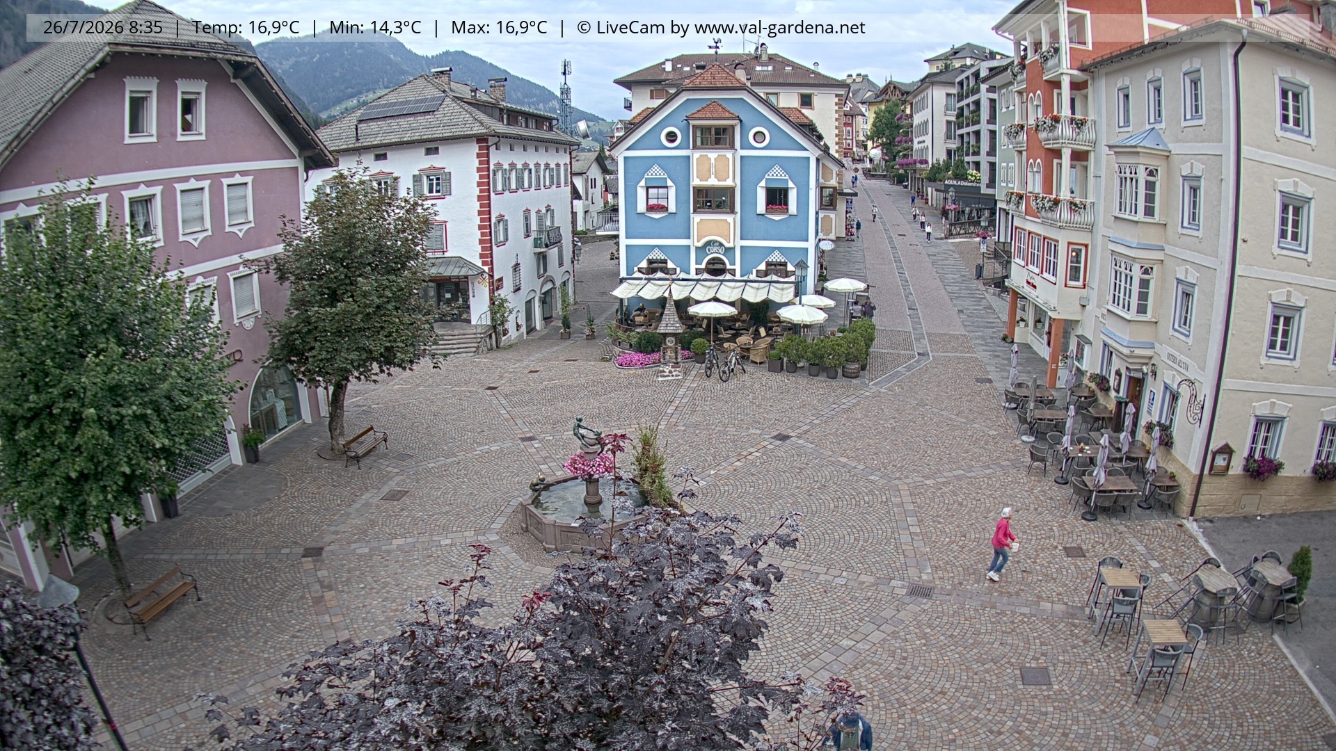 Archived image Webcam Village St. Ulrich, South Tyrol