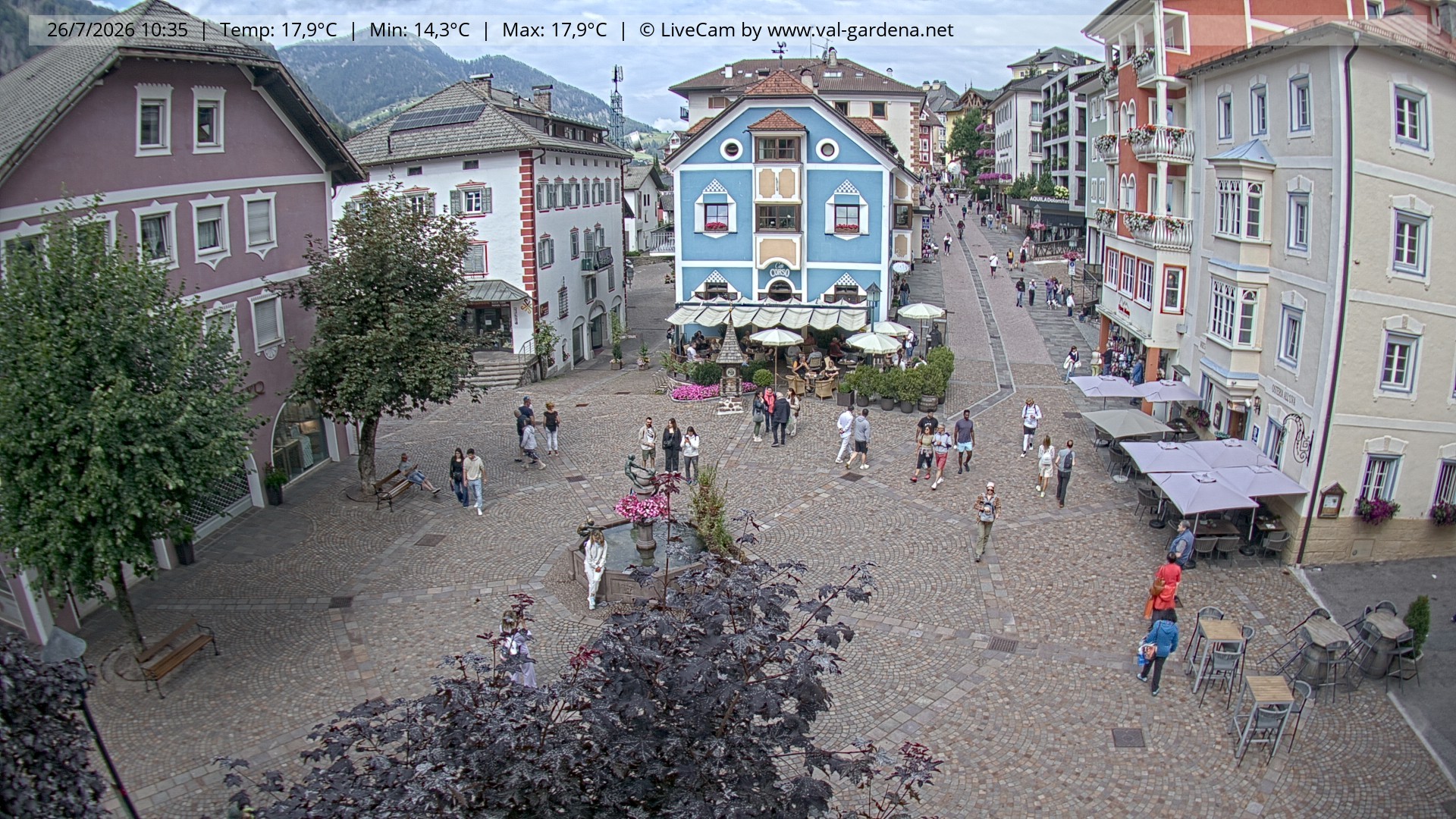 Archived image Webcam Village St. Ulrich, South Tyrol